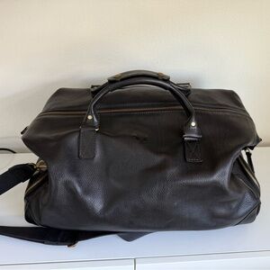 Bennett Winch Black Leather Men's Weekender Duffle Bag